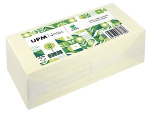 UPM Notes,Gelbe Haftnotizen, 100 Blatt pro Block, 12 Blöcke pro Pack, fsc, Format: 75 x 75