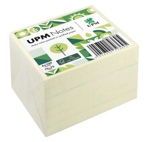 UPM Notes,Gelbe Haftnotizen, 100 Blatt pro Block, 6 Blöcke pro Pack, fsc, Format: 75 x 75