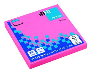 Haftnotizen brilliantpink, Blattgröße 75 x 75 mm, 80 Blatt pro Block