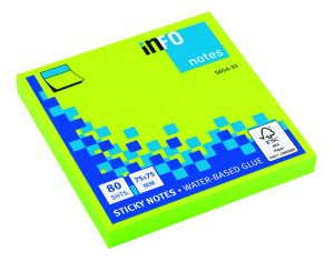 Haftnotizen brilliantgrün, Blattgröße 75 x 75 mm, 80 Blatt pro Block
