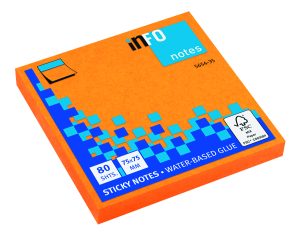 Haftnotizen brilliantorange, Blattgröße 75 x 75 mm, 80 Blatt pro Block
