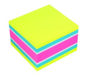 Haftnotizen Würfel 75 x 75 mm, 450 Blatt, Farbmix: gelb, blau, weiß, pink