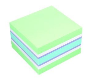 Haftnotizen Würfel 75 x 75 mm, 450 Blatt, Farbmix: pastellgrün, weiß, violett, pastellblau