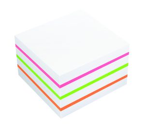 Haftnotizen Würfel 75 x 75 mm, 450 Blatt, Farbmix: weiß, brilliant-pink, brilliant-grün, brilliant-orange