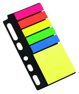 Sticky-Notes-Folder-Set: 1 x 50 x 45 mm brilliant gelb 5 x 12 x 44 mm brilliant pink, orange, gelb, grün und blau je 25 Blatt