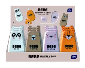 Interdruk Korrekturroller "BEBE Friends", 4 mm x 6 m, Kappe mit Ohren, 4 verschiedene Motive sortiert, 12 Stück im Display