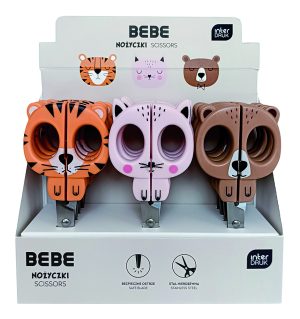 Interdruk Schere "BEBE Friends" 13 cm, runde Spitze, 12 Stück im Display, 3 Motive sortiert