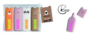 Interdruk Textmarker "BEBE Friends", 4 Farben (gelb, grün, pink und orange) +Designs sortiert, in Beutel