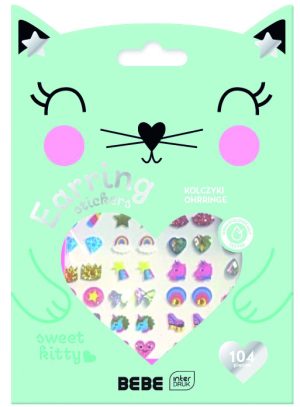 Interdruk Ohrsticker BEBE Friends "Sweet Kitty" für Kinder, 104 Sticker zum Anbringen an die Ohren, dermatologisch getestet, in attraktiver Mappe mit Eurolochung