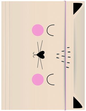 Interdruk Sammelmappe DIN A3 mit Gummizug "BEBE Friends" Design Katze, Mappe mit ausgeschnittenen Ohren