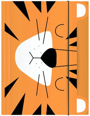 Interdruk Sammelmappe DIN A3 mit Gummizug "BEBE Friends" Design Tiger, Mappe mit ausgeschnittenen Ohren