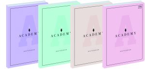 Interdruk Notizbuch B5 "Academy", 128 Blatt (256 Seiten) kariert mit Rand, 90 g/m², Softtouch-Cover, 4 Pastellfarben sortiert