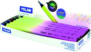 MILAN Multicolor Stift aus schwarzem Lindenholz, rund, 12 Stück im Display