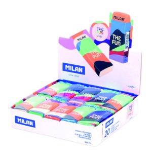 MILAN Synthesekautschuk Radiergummis "FUN", 20 Stück in Box, 6,1 x 2,3 x 1,2cm