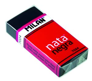 MILAN extra weicher schwarzer nata®-Radierer mit überragender Absorptionskraft, 24 Stück in Box, 5 x 2,3 x 1 cm
