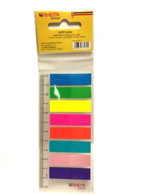 Kunststoff Index-Streifen auf Lineal, 8 verschiedene Farben, 12 x 45 mm, 8 x 25 Blatt, im Polybeutel