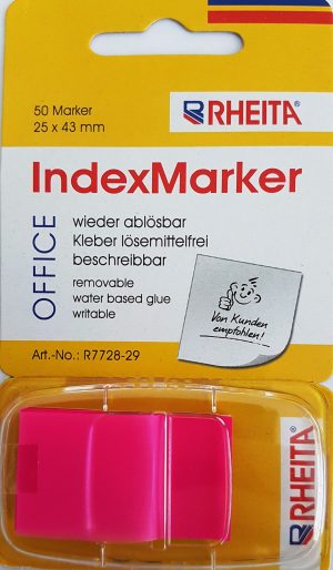 RHEITA Indexe aus Folie im Spender,pink, 25 x 43 mm, 50 Blatt
