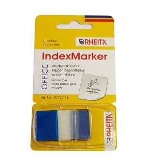 RHEITA Indexe aus Folie im Spender, blau/transparent,  25 x 43 mm, 50 Blatt