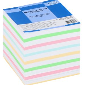 Gataric Nachfüllpack für Zettelbox, einseitig geleimt, weiß/farbig, Format 9 x 9 cm, 900 Blatt
