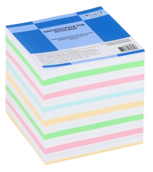 Gataric Nachfüllpack für Zettelbox, einseitig geleimt, weiß/farbig, Format 9 x 9 cm, 900 Blatt