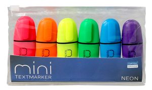 Gataric 6 Mini-Textmarker mit Tinte auf Wasserbasis, Keilspitze, Strichstärke 1-4 mm, Pastelfarben