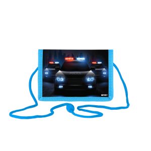 Geldbörse Kinder "Police", 12,5 x 8,5 cm (zusammengeklappt), Sicherheitsschlaufe, Sicherheitsfenster mit Reißverschluss, Schlüsselring, 1 Reißverschlussfach, Einschubfach, Scheinfach, abnehmbare Kordel, Klettverschluss zum Umklappen, Material: 100 % Polyester, perfekt für Kinderkarten, Schule oder auf Reise
