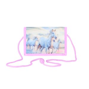 Geldbörse Kinder "Magical Horse", 12,5 x 8,5 cm (zusammengeklappt), Sicherheitsschlaufe, Sicherheitsfenster mit Reißverschluss, Schlüsselring, 1 Reißverschlussfach, Einschubfach, Scheinfach, abnehmbare Kordel, Klettverschluss zum Umklappen, Material: 100 % Polyester, perfekt für Kinderkarten, Schule oder auf Reisen