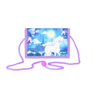 Geldbörse Kinder "Believe in Magic", 12,5 x 8,5 cm (zusammengeklappt), Sicherheitsschlaufe, Sicherheitsfenster mit Reißverschluss, Schlüsselring, 1 Reißverschlussfach, Einschubfach, Scheinfach, abnehmbare Kordel, Klettverschluss zum Umklappen, Material: 100 % Polyester, perfekt für Kinderkarten, Schule oder auf Reisen