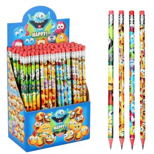 Gataric Display "Smily", 144 Bleistifte mit Radiergummi in versch. Farben, hohe Bruchfestigkeit, Härtegrad HB, Strichbreite 2,2 mm