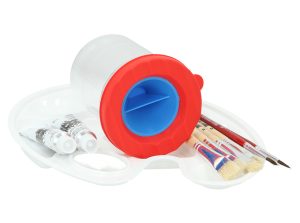 Gataric 10-tlg Malset, bestehend aus Mischpalette für 10 Farben, Borstenpinseln (Gr. 4 und 6), 4 Haarpinseln (Gr. 6,8,10 und 12), 2 x Temperafarben weiß 12 ml und 1 Pinselbecher