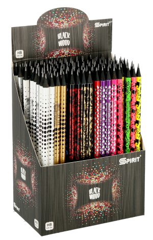 Gataric Display "Blackwood", 144 hochwertige "Blackwood" Bleistifte, hohe Bruchfestigkeit, Härtegrad HB, Strichbreite 2,2 mm, 16 verschiedene Motive/ Farben in 4 Designs
