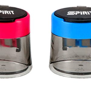 Gataric Doppel-Dosenspitzer mit Abdeckung, Design "Cappy", oval, Maße ca. 40x40x45 mm, 4 verschiedene Farben, 12 Stück im Display