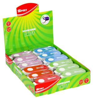 Gataric Radierer "Twist", rotierender Radierer, PVC frei, 4 verschiedene Farben, 24 Stück im Display