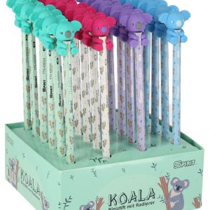 Gataric Bleistift mit Radiergummi"Koala", Radierer im Koala-Design, Härtegrad HB, Strichbreite 2,2 mm, 24 Stück im Display