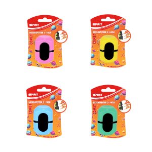 Gataric 3-Loch-Spitzer "Comet", Spitzer für 2 normale + 1 Jumbo-Bleistift, Dreikant, Maße ca. 45 x 45 x65 mm, 4 verschiedene Farben, auf Blisterkarte