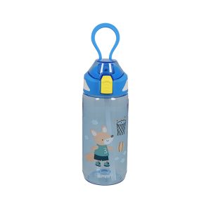 Gataric Trinkflasche "Kids" Motiv Fuchs , blau, 570 ml, mit Klickdeckel und auslaufsicherem Verschluss, Klappstrohhalm, spülmaschinengeeignet, BPA-frei
