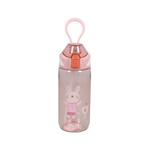 Gataric Trinkflasche "Kids" Motiv Hase , rosa, 570 ml, mit Klickdeckel und auslaufsicherem Verschluss, Klappstrohhalm, spülmaschinengeeignet, BPA-frei